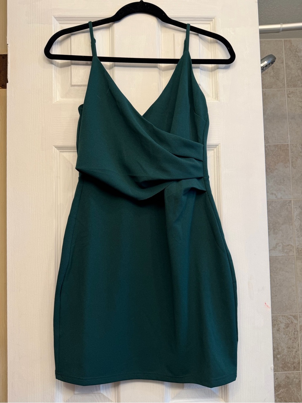 Lulus Deep Green Wrap-Front Mini Dress